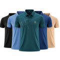 Kit Com 5 Camisas Polo Masculina Em Seda Gelo e Elastano - Padrão Visual Premium Aurion